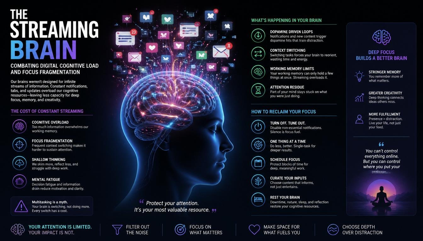 The Streaming Brain: Combating Digital Cognitive Load and Focus Fragmentation